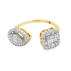 0.50Ctrd/Bgt 18K Yellow Gold Diamond Fashion Ring Size 7 1.8Dwt