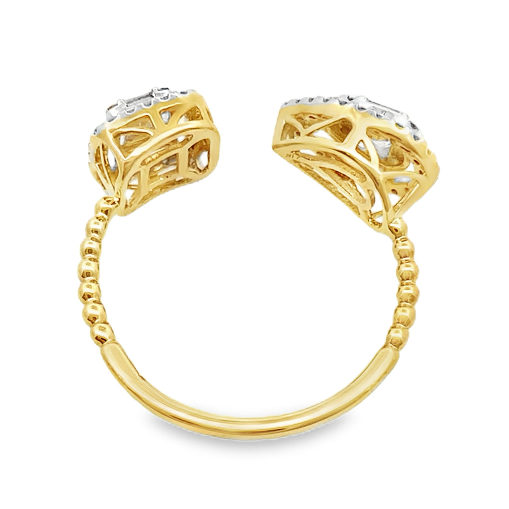 0.50Ctrd/Bgt 18K Yellow Gold Diamond Fashion Ring Size 7 1.8Dwt