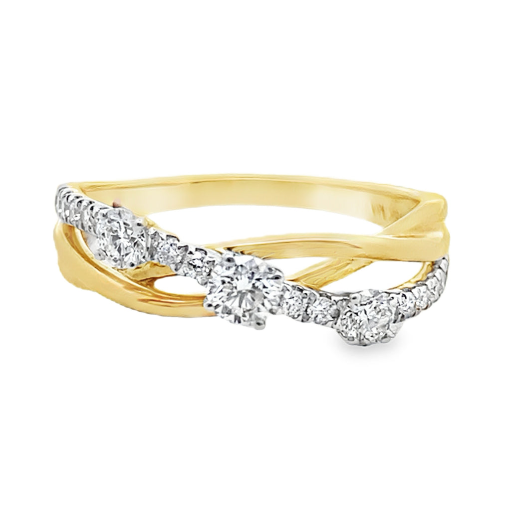 0.50Ct 18K Yellow Gold Rd Diamond Ladies Ring Size 7 2.4Dwt