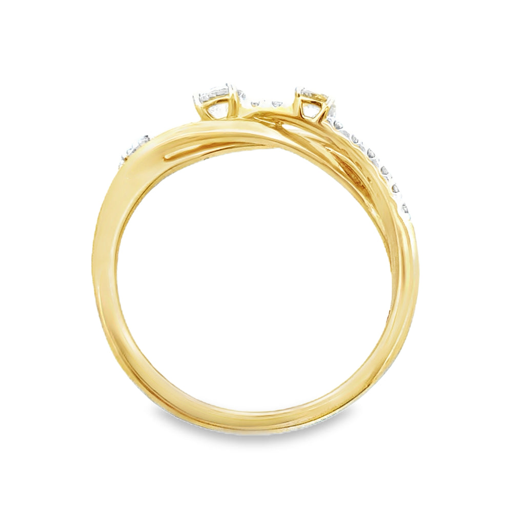 0.50Ct 18K Yellow Gold Rd Diamond Ladies Ring Size 7 2.4Dwt