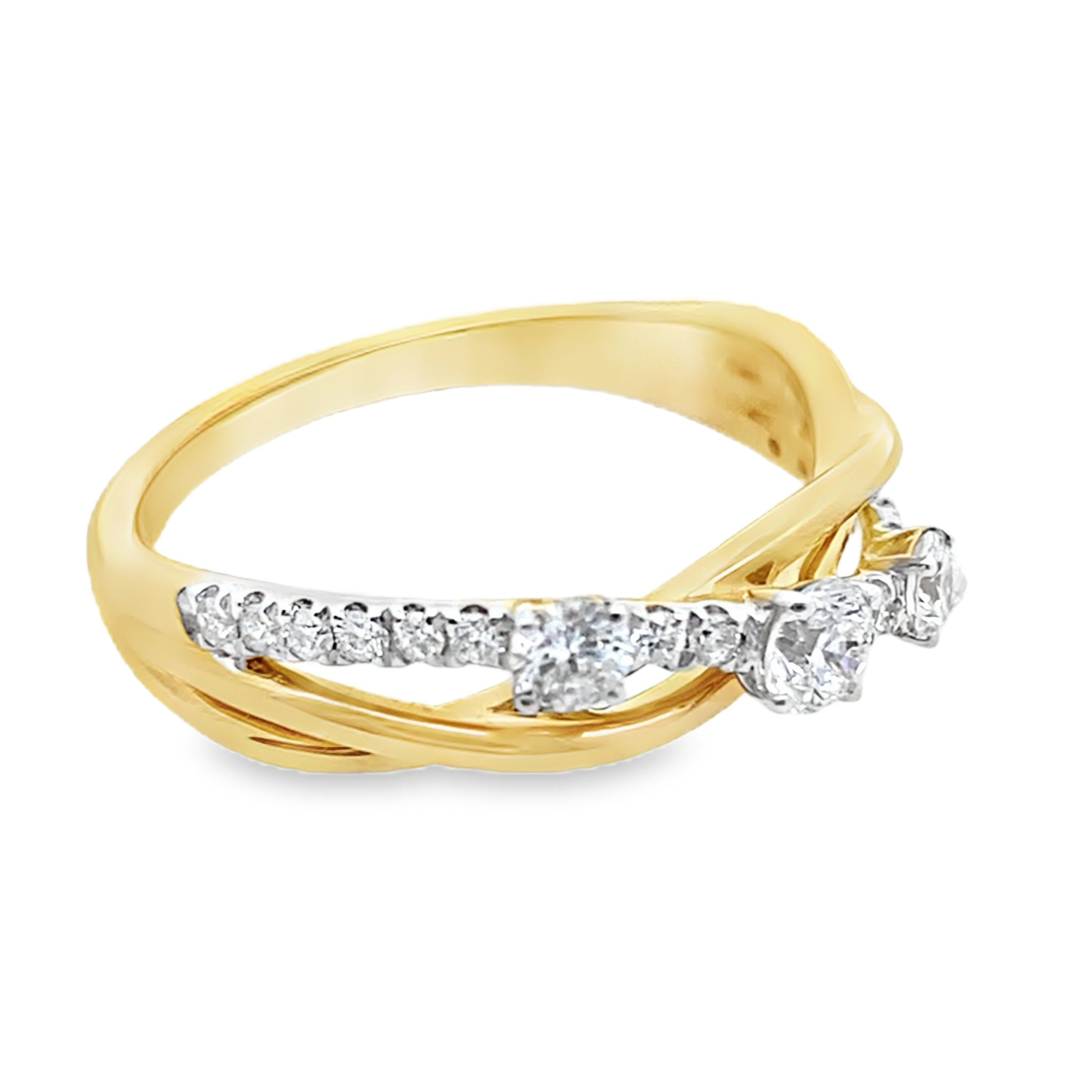 0.50Ct 18K Yellow Gold Rd Diamond Ladies Ring Size 7 2.4Dwt