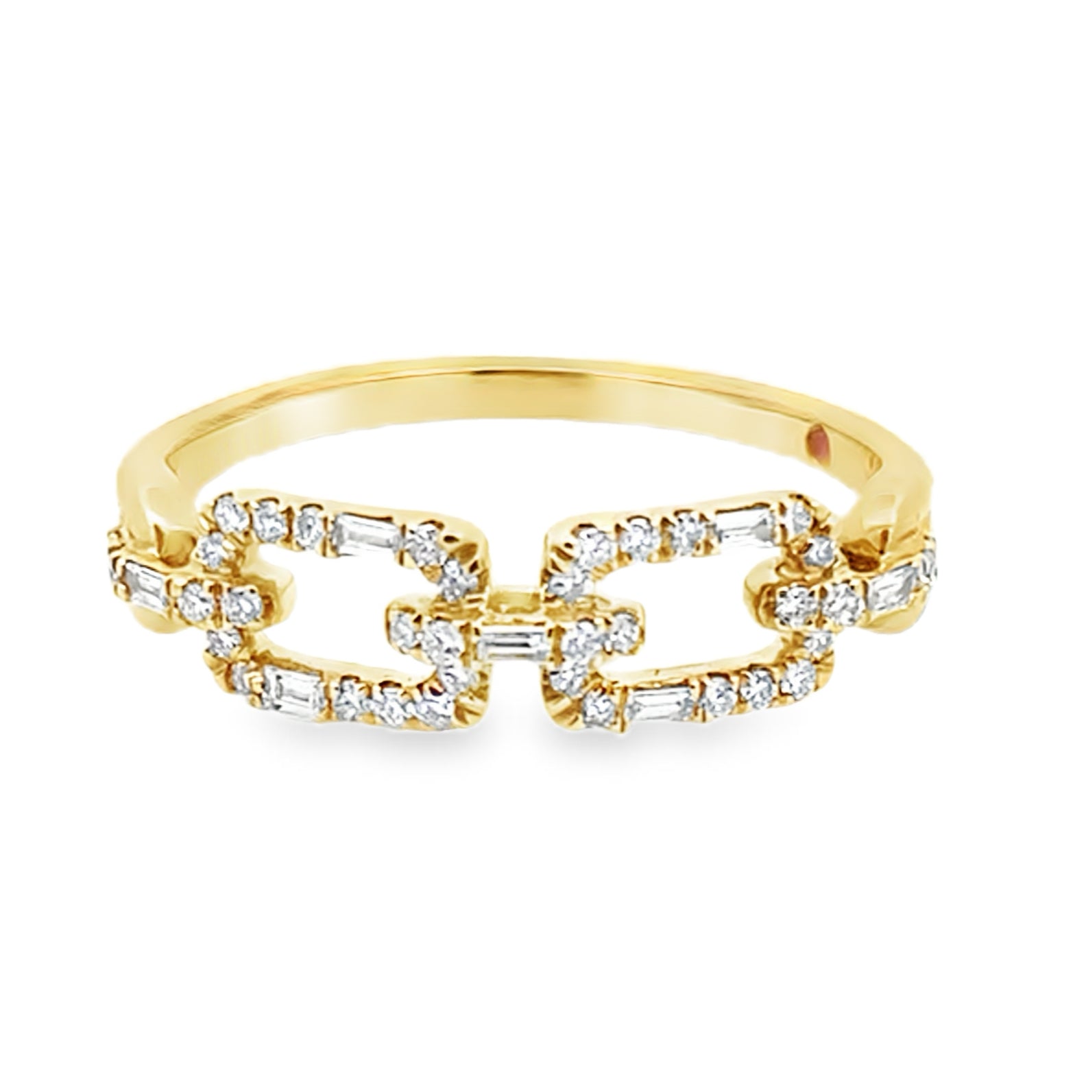 0.25Ct 18K Yellow Gold Rd/Bgt Diamond Ladies Ring Size 7 2.0Dwt