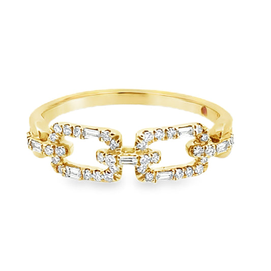 0.25Ct 18K Yellow Gold Rd/Bgt Diamond Ladies Ring Size 7 2.0Dwt