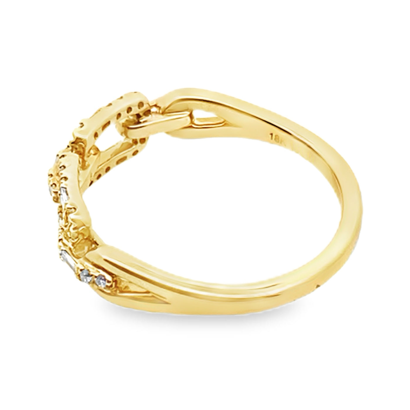 0.25Ct 18K Yellow Gold Rd/Bgt Diamond Ladies Ring Size 7 2.0Dwt