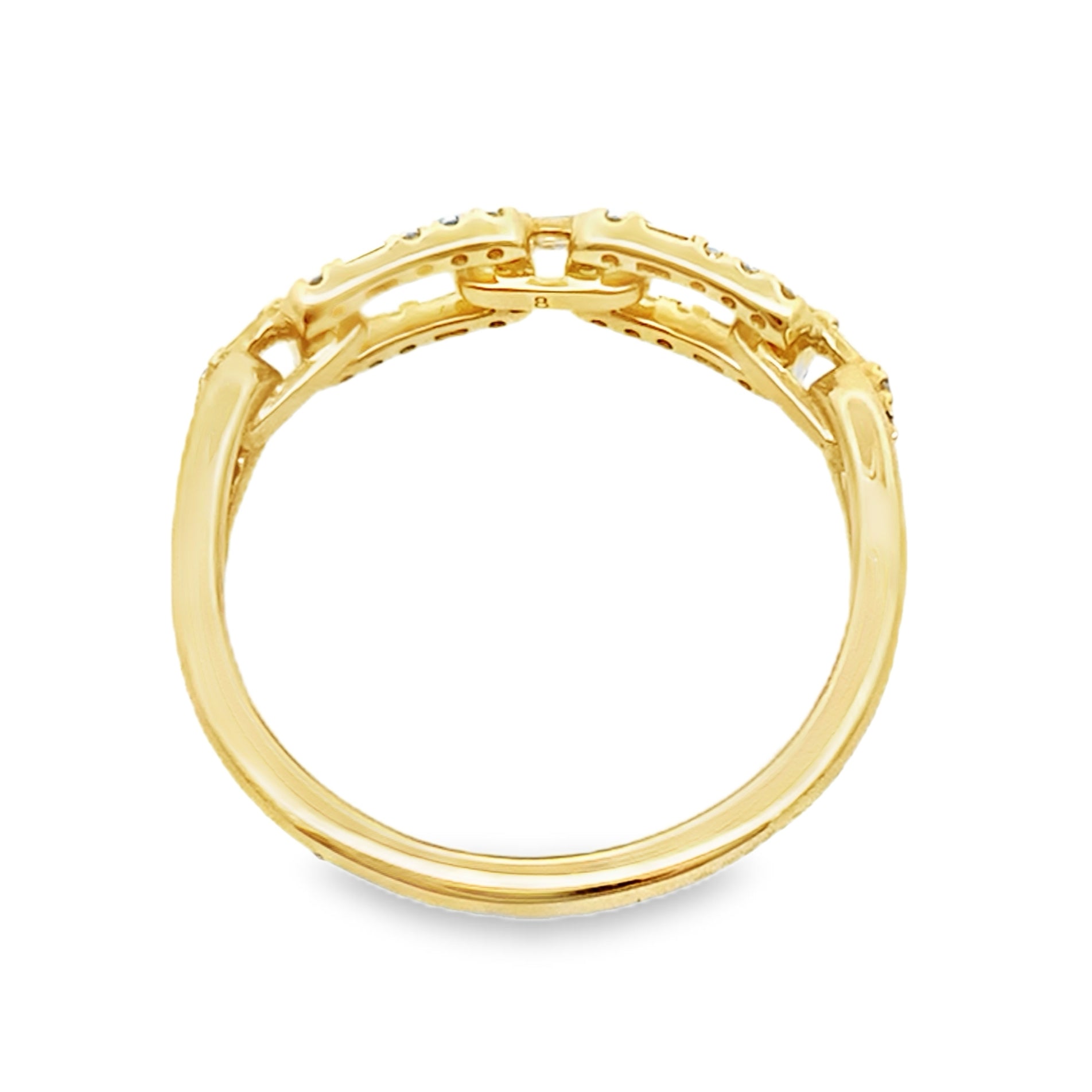 0.25Ct 18K Yellow Gold Rd/Bgt Diamond Ladies Ring Size 7 2.0Dwt