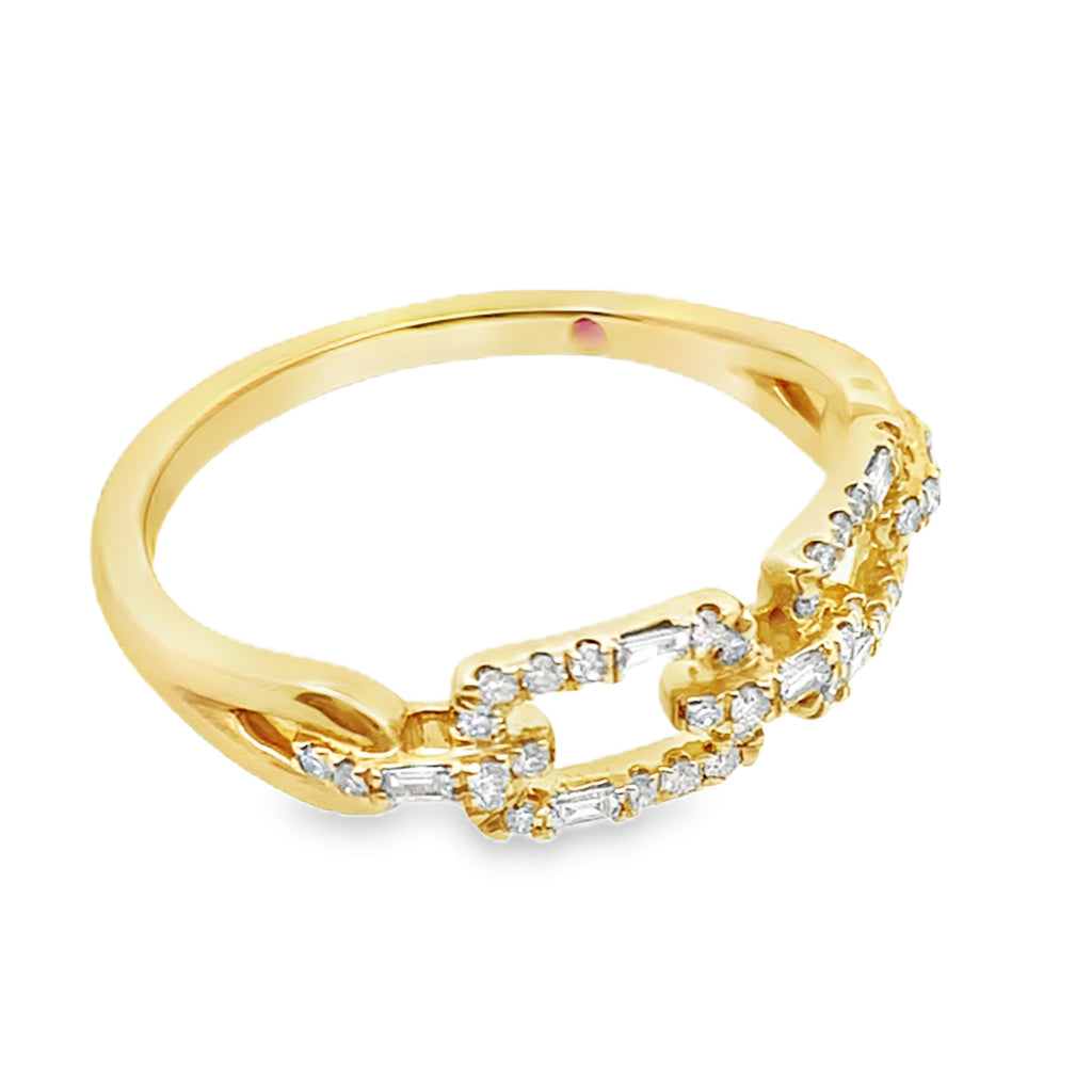 0.25Ct 18K Yellow Gold Rd/Bgt Diamond Ladies Ring Size 7 2.0Dwt