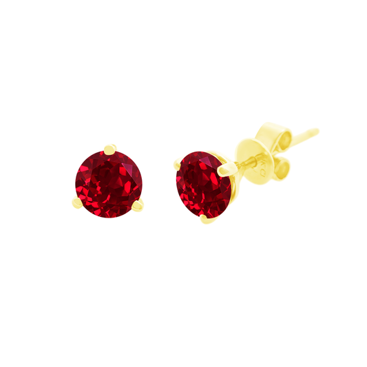1.28Ct Ru 14K Yellow Gold Ruby Stud Earrings 0.7Dwt