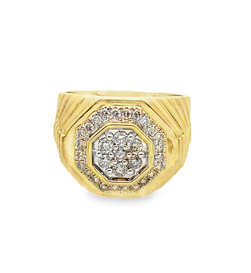 0.75Ctw 10K Yellow Gold Mens Diamond Ring Size 10 4.2Dwt