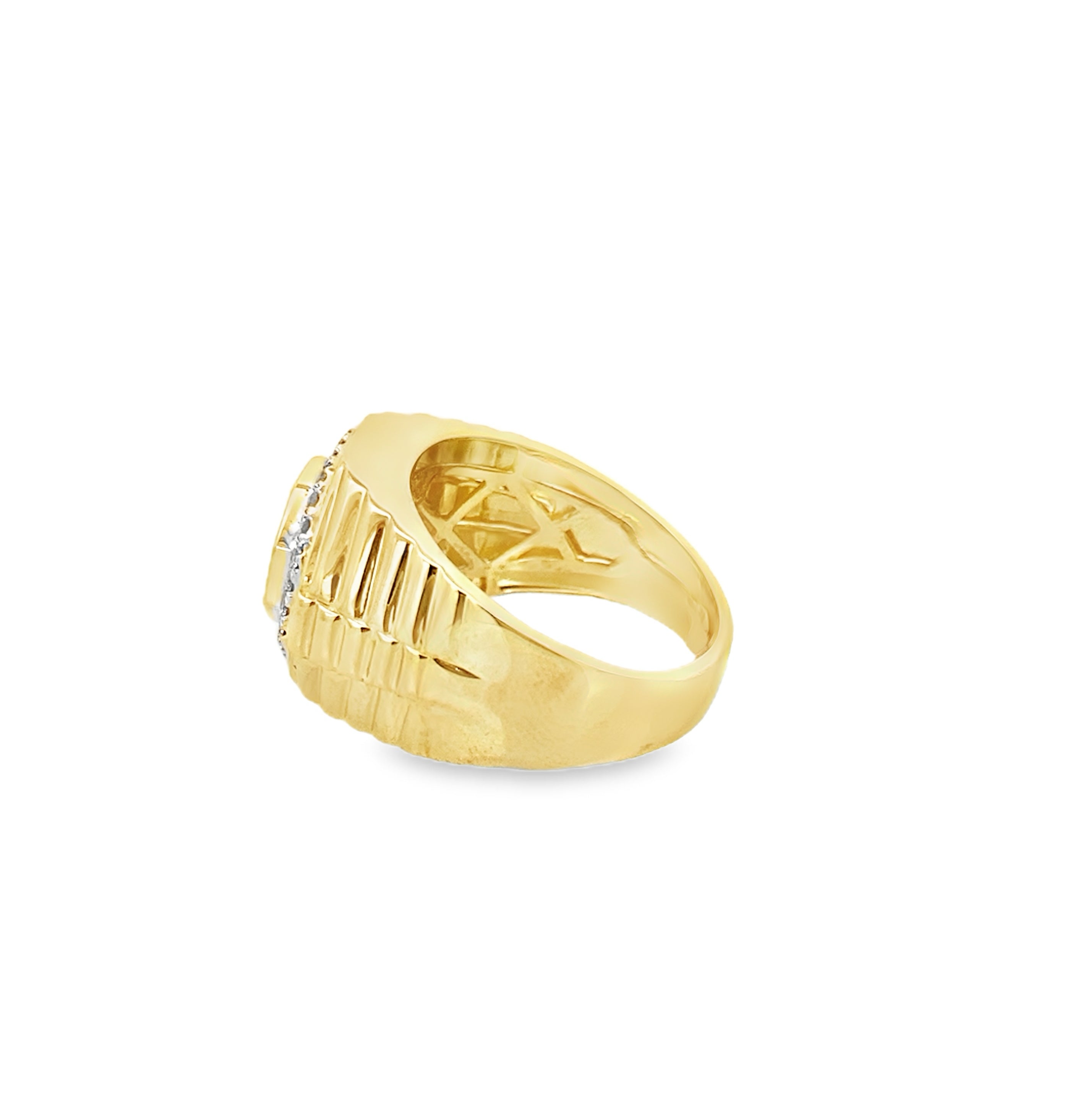 0.75Ctw 10K Yellow Gold Mens Diamond Ring Size 10 4.2Dwt
