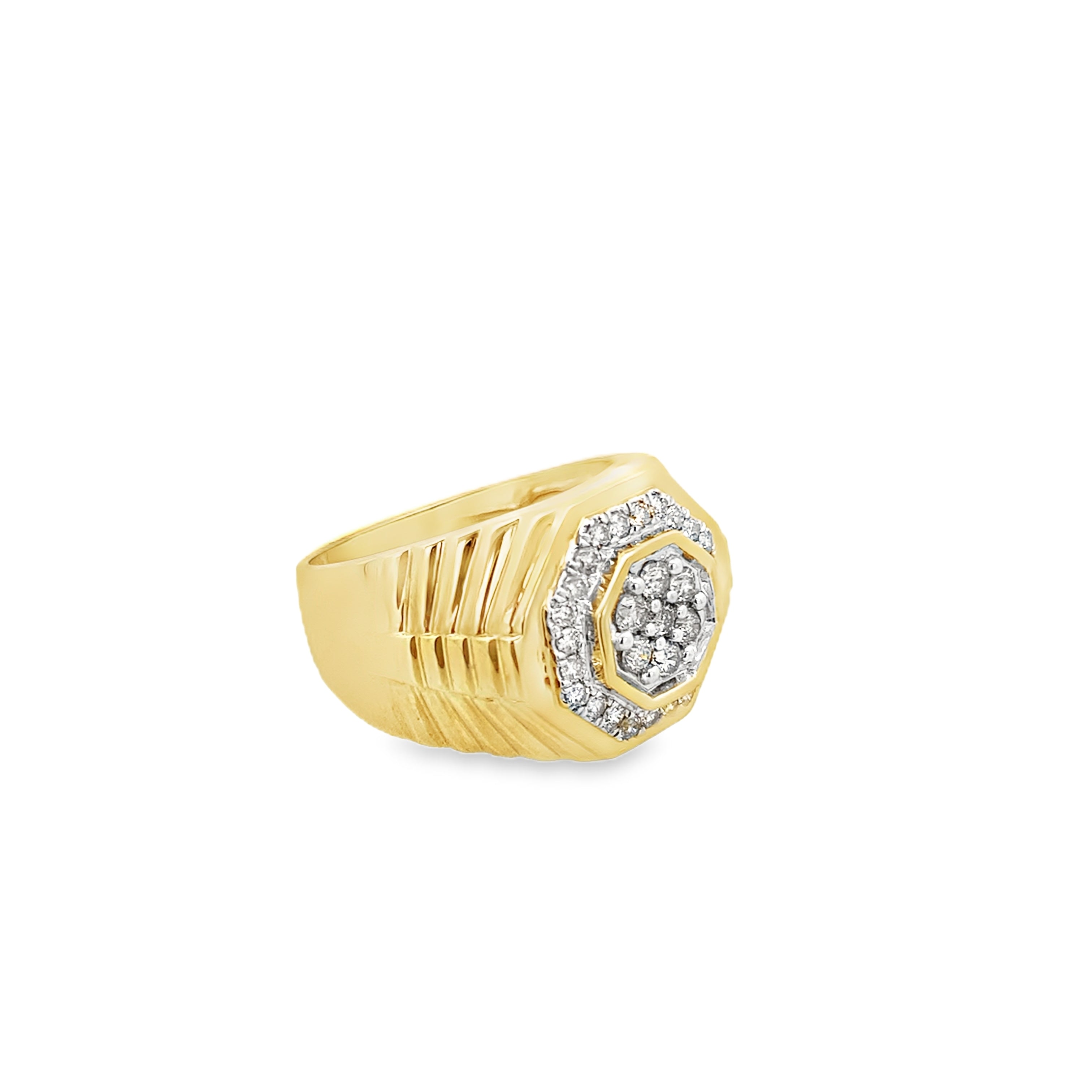 0.75Ctw 10K Yellow Gold Mens Diamond Ring Size 10 4.2Dwt