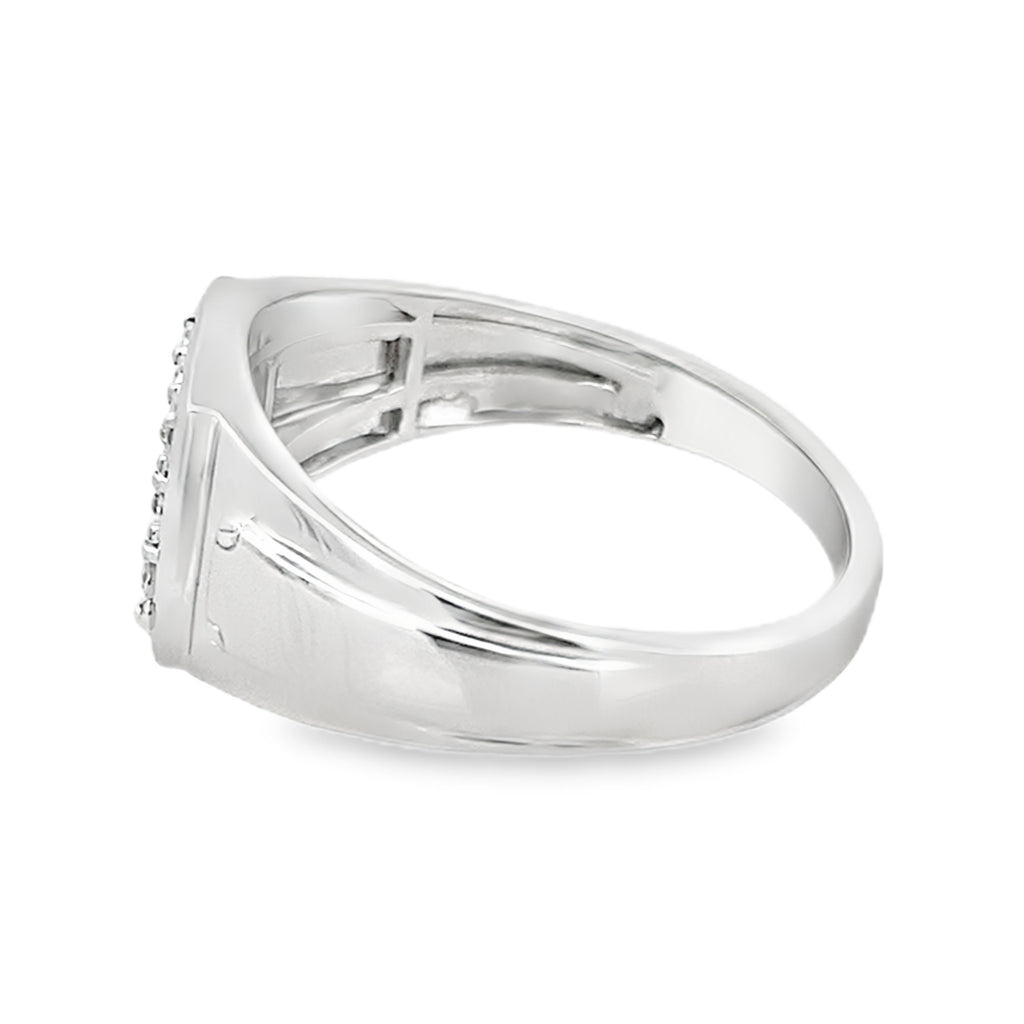 0.15Ctw 10K White Gold Mens Diamond Fashion Ring Size 10 2.3Dwt