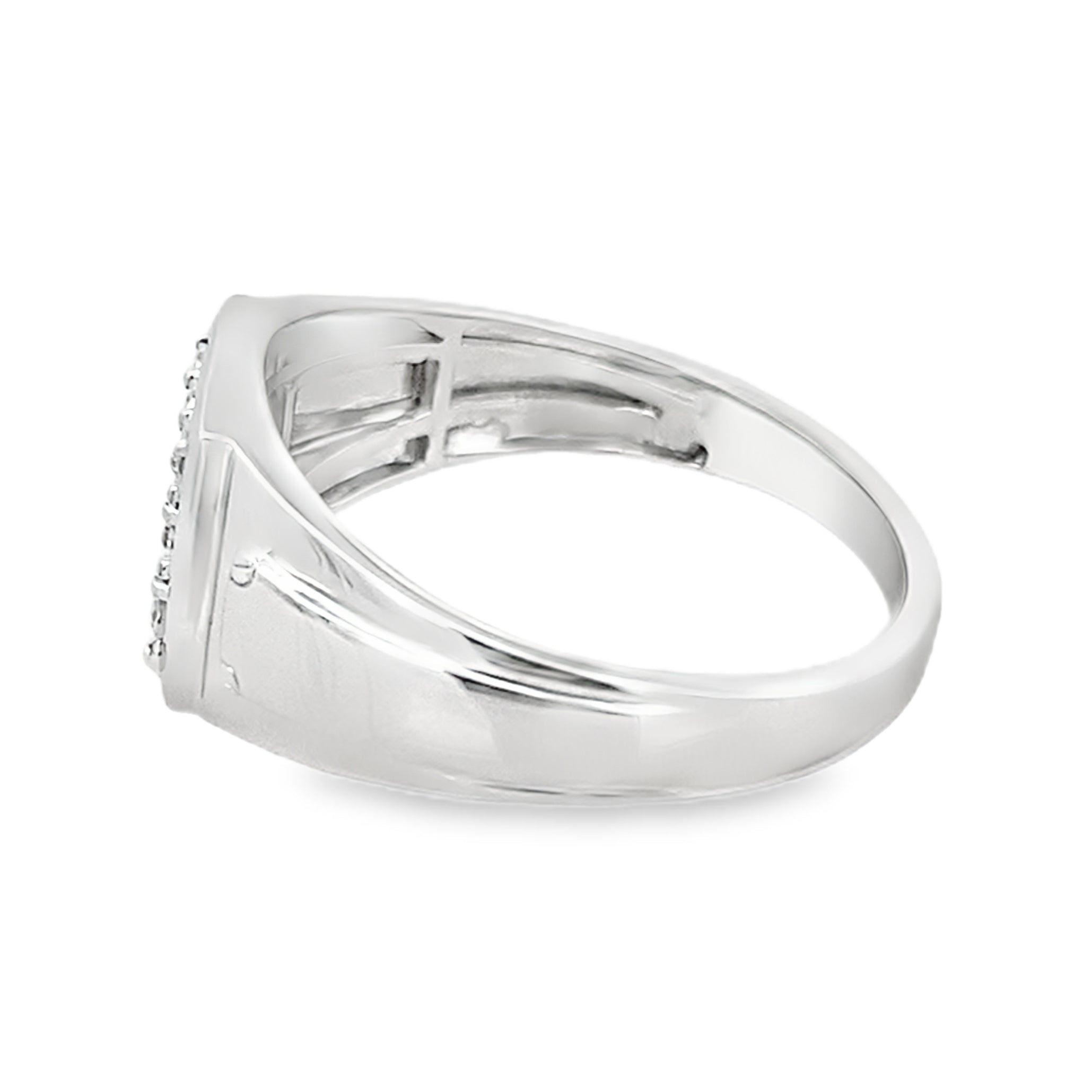 0.15Ctw 10K White Gold Mens Diamond Fashion Ring Size 10 2.3Dwt