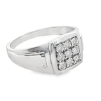 0.15Ctw 10K White Gold Mens Diamond Fashion Ring Size 10 2.3Dwt