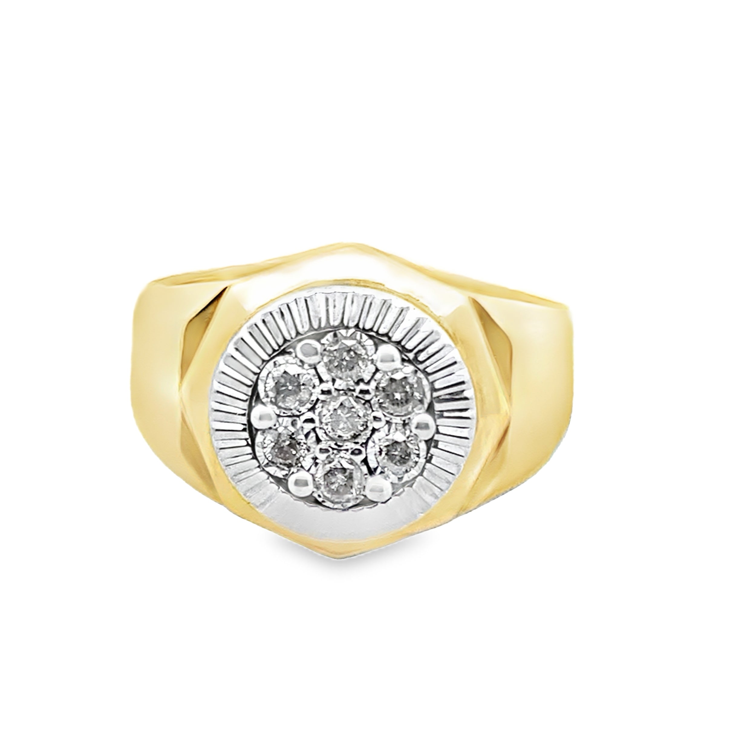 0.25Ctw 10K Two Tone Mens Diamond Ring Size 9 4.0Dwt
