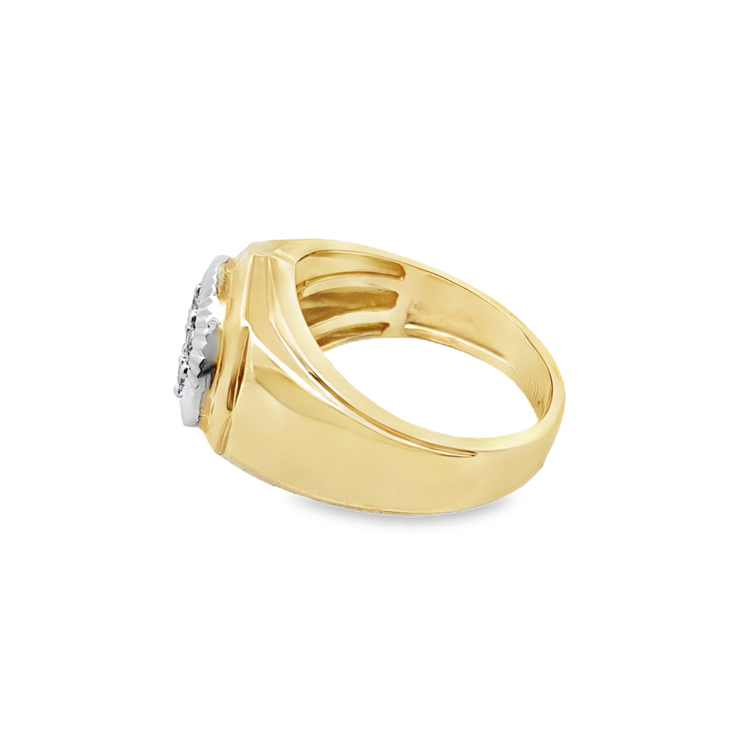 0.25Ctw 10K Two Tone Mens Diamond Ring Size 9 4.0Dwt