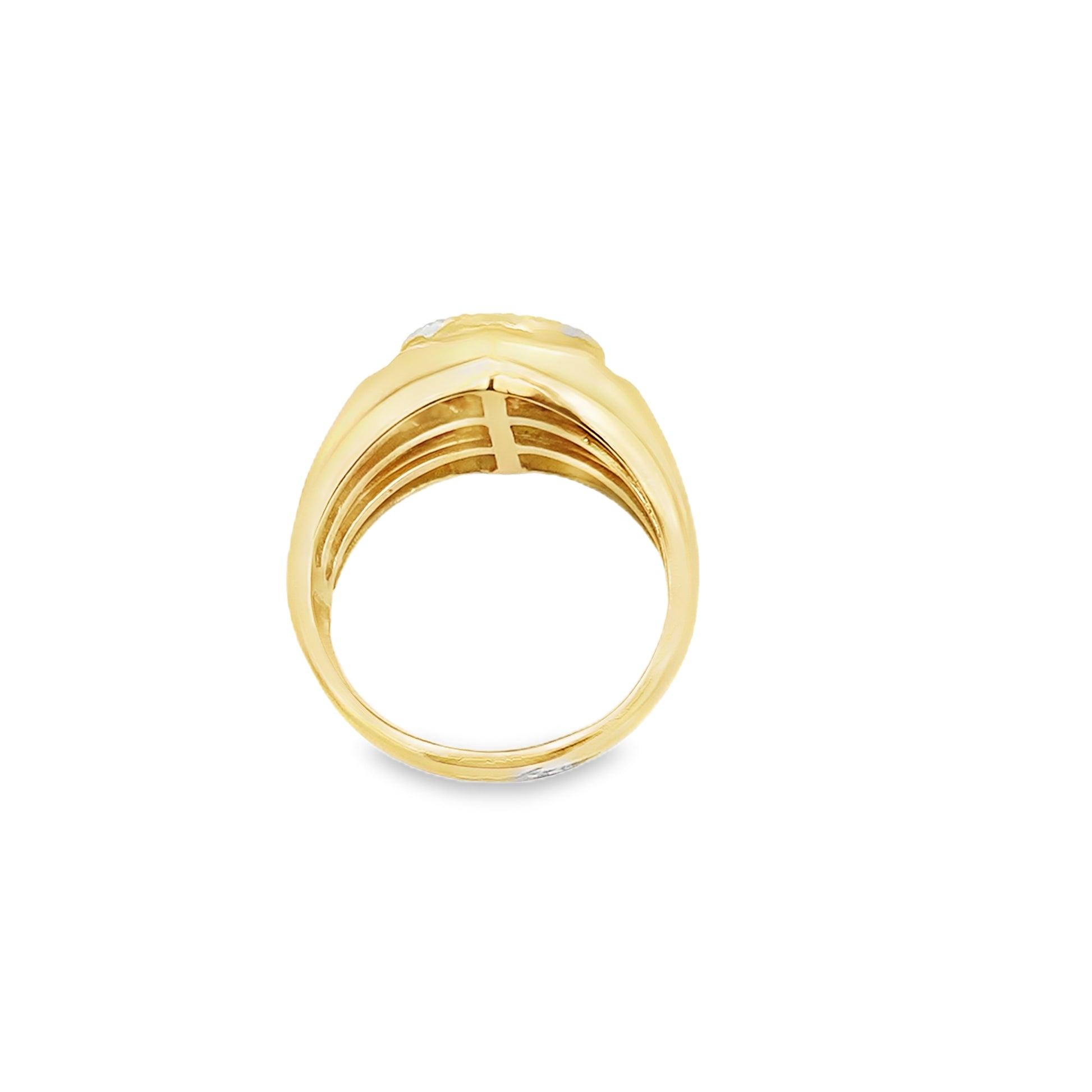 0.25Ctw 10K Two Tone Mens Diamond Ring Size 9 4.0Dwt