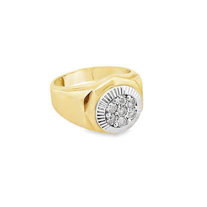 0.25Ctw 10K Two Tone Mens Diamond Ring Size 9 4.0Dwt