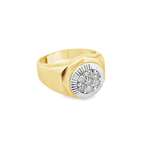 0.25Ctw 10K Two Tone Mens Diamond Ring Size 9 4.0Dwt