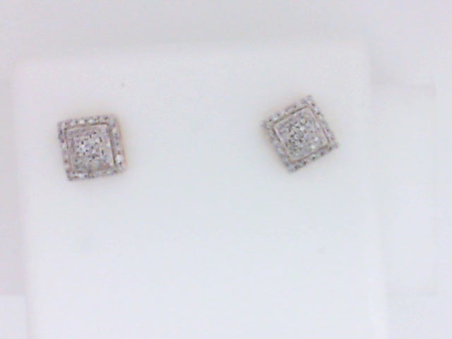 0.15Ctw 10K Yellow Gold Diamond Square Stud Earrings