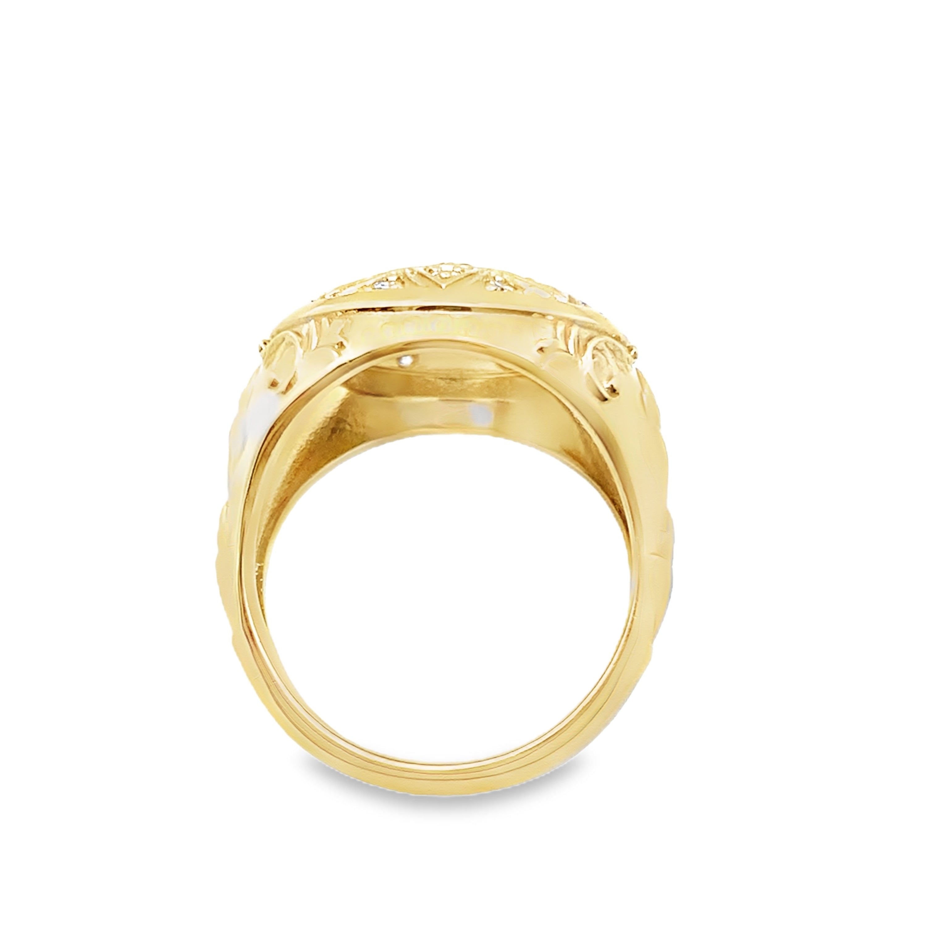 0.48Ctw 10K Yellow Gold Lab Grown Diamond & Sapphire Mens Rosetta Ring Size 12 10.7Dwt