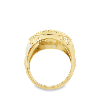 0.48Ctw 10K Yellow Gold Lab Grown Diamond & Sapphire Mens Rosetta Ring Size 12 10.7Dwt