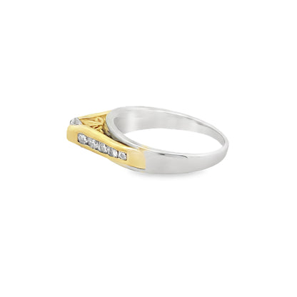 0.75Ct 14K Two Tone Gold Diamond Engagement Ring Size 7 3.9Dwt