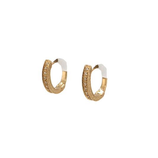(Uj2)0.09Ctw 14K Yellow Gold Diamond Hoop Earrings 1.8Dwt