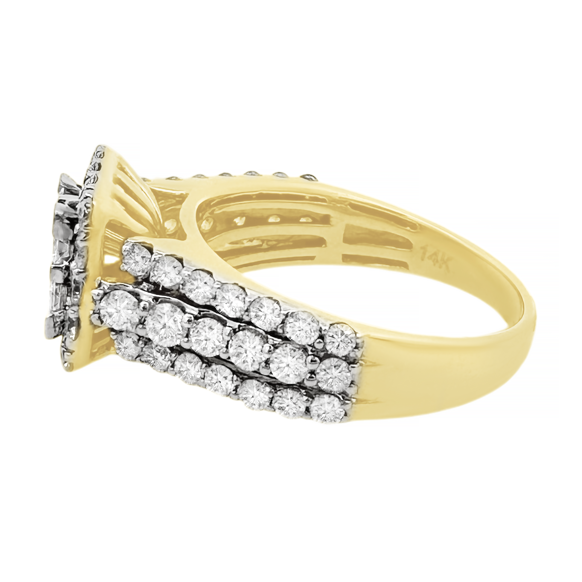 2.10Ctw 14K Yellow Gold Diamond Engagement Ring Size 7 3.1Dwt