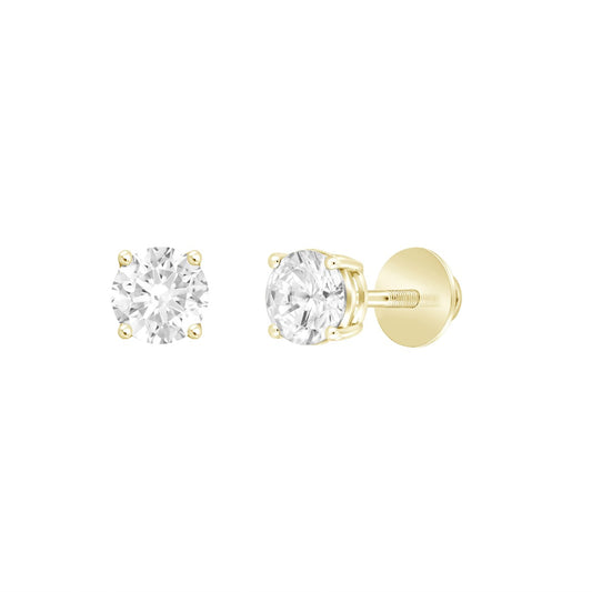 1.50Ctw 14K Yellow Gold Lab Grown Round Diamond Solitaire Stud Earrings
