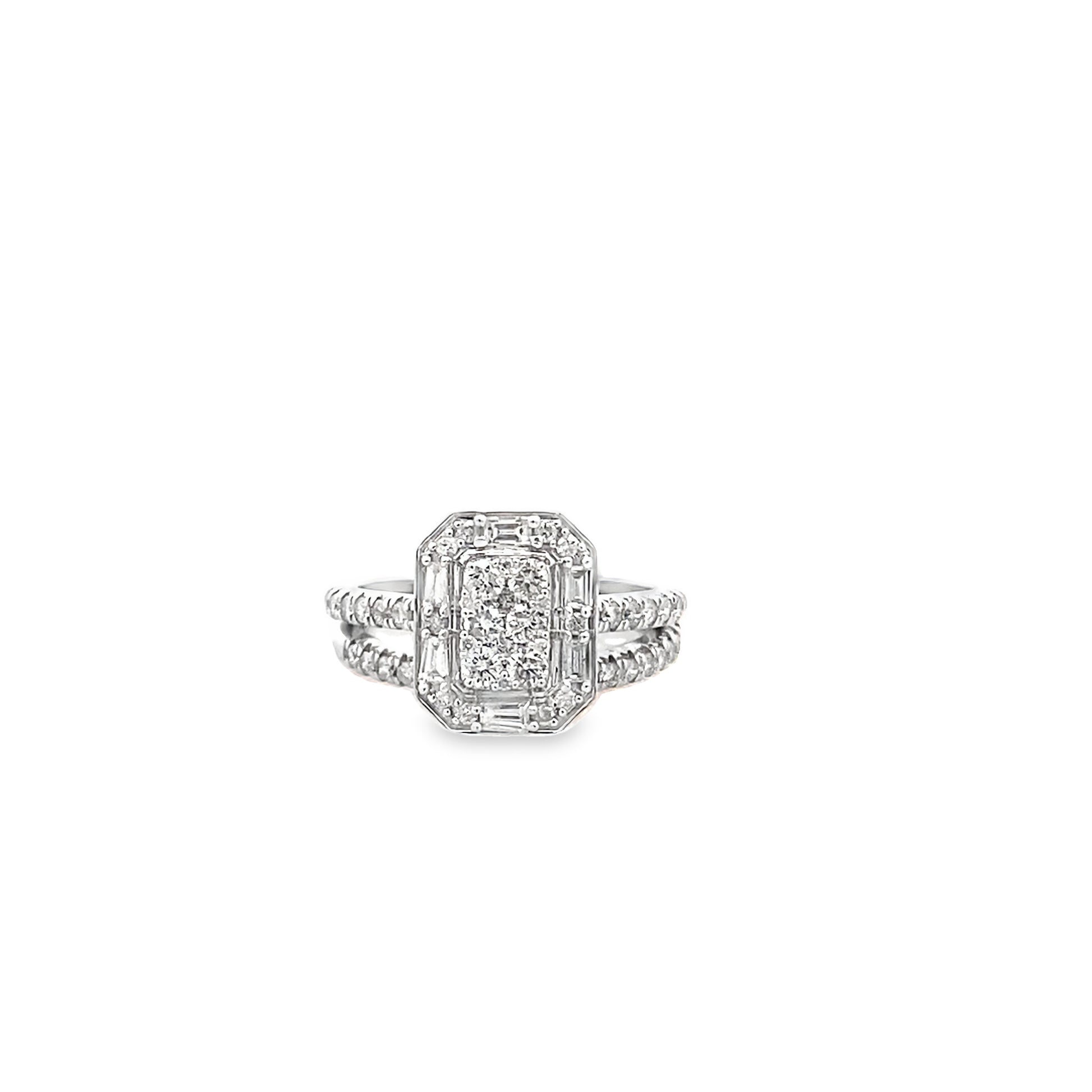 1.00Ctw 14K White Gold Diamond Bridal Set Size 7 3.4Dwt