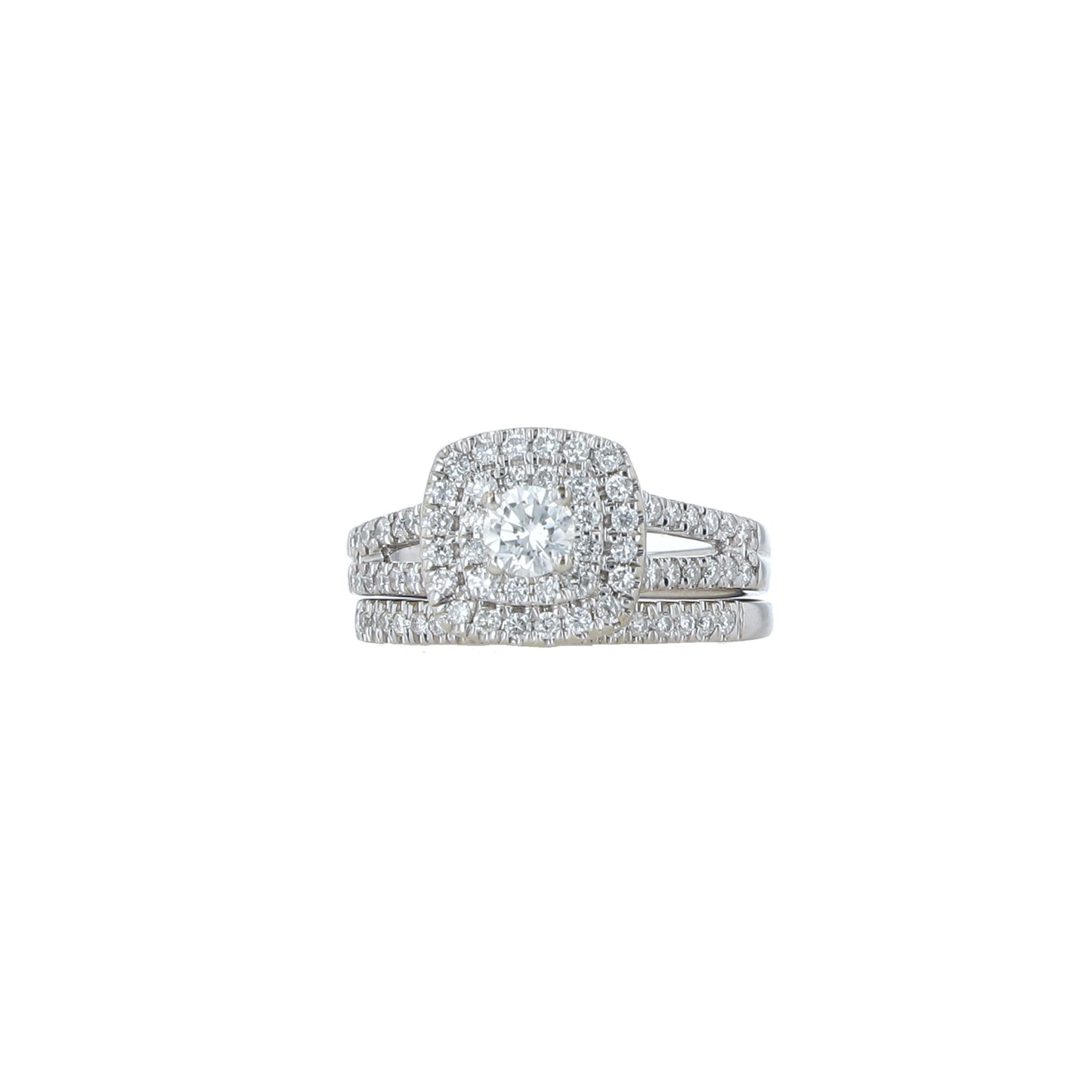 14K White Gold Diamond Bridal Set Size 4.5 3.4Dwt