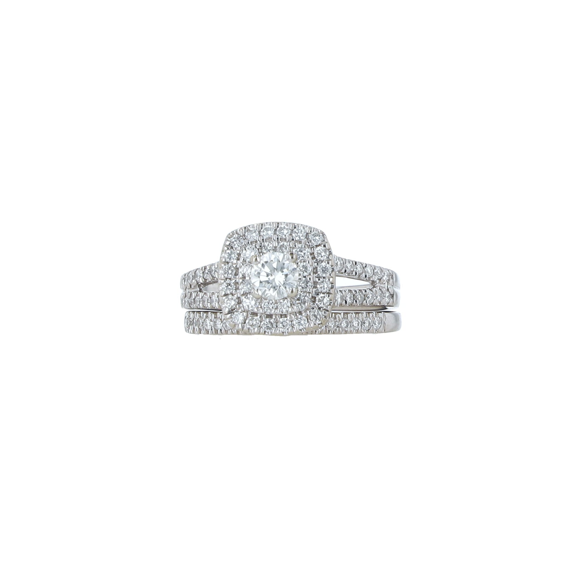 14K White Gold Diamond Bridal Set Size 4.5 3.4Dwt