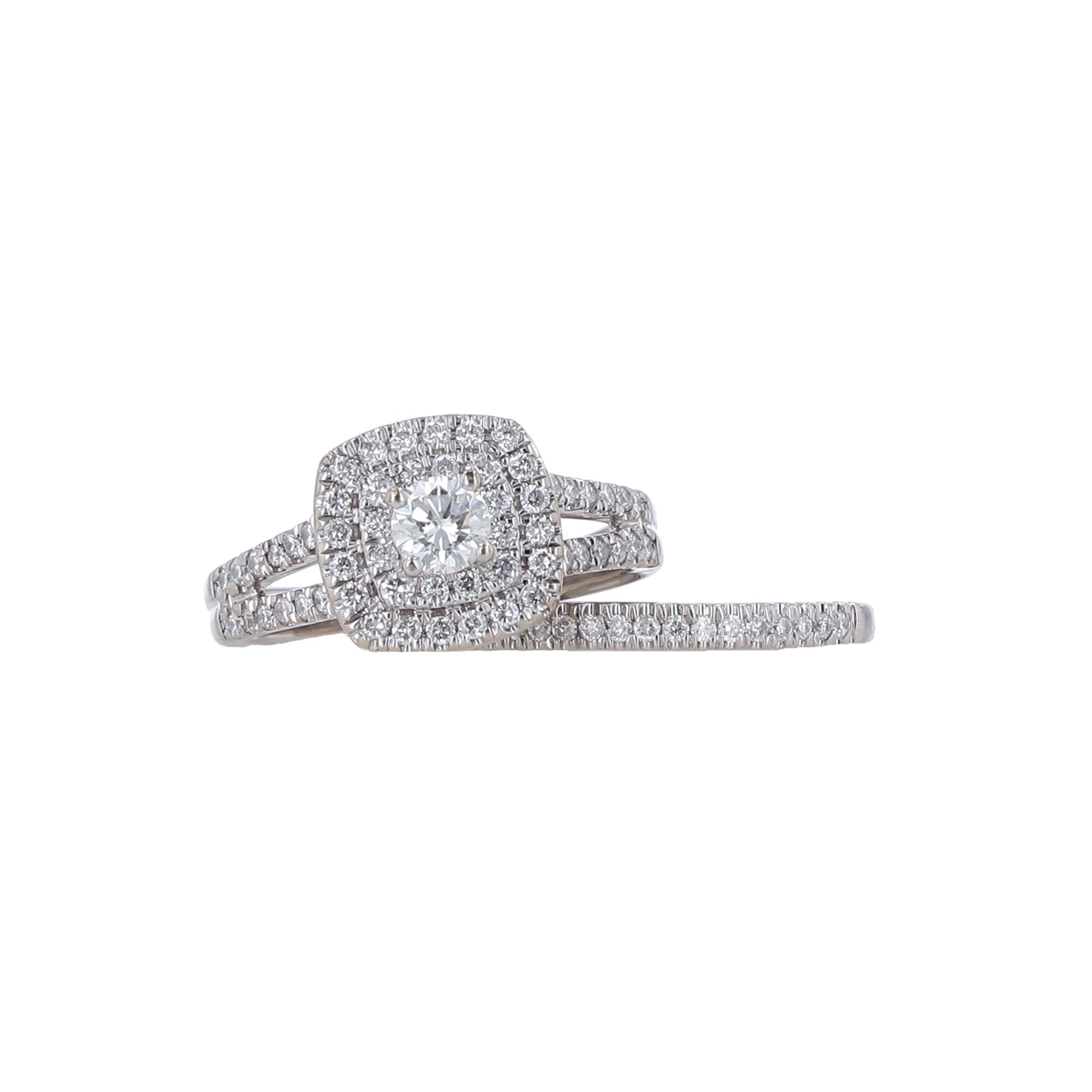 14K White Gold Diamond Bridal Set Size 4.5 3.4Dwt