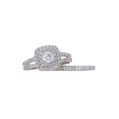 14K White Gold Diamond Bridal Set Size 4.5 3.4Dwt