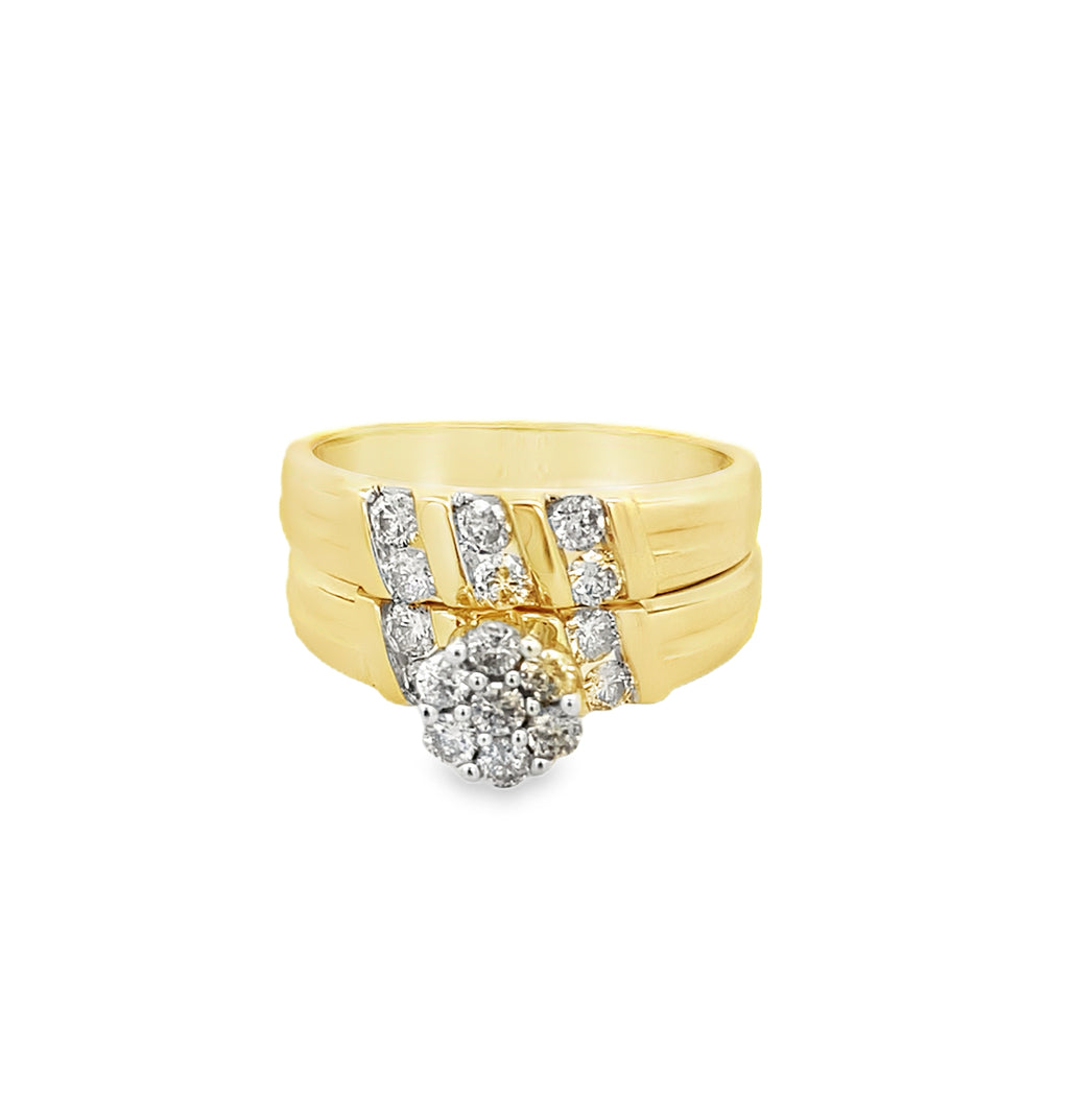 0.65Ctw 10K Yellow Gold Lds Diamond Wedding Set Size 7 3.0Dwt