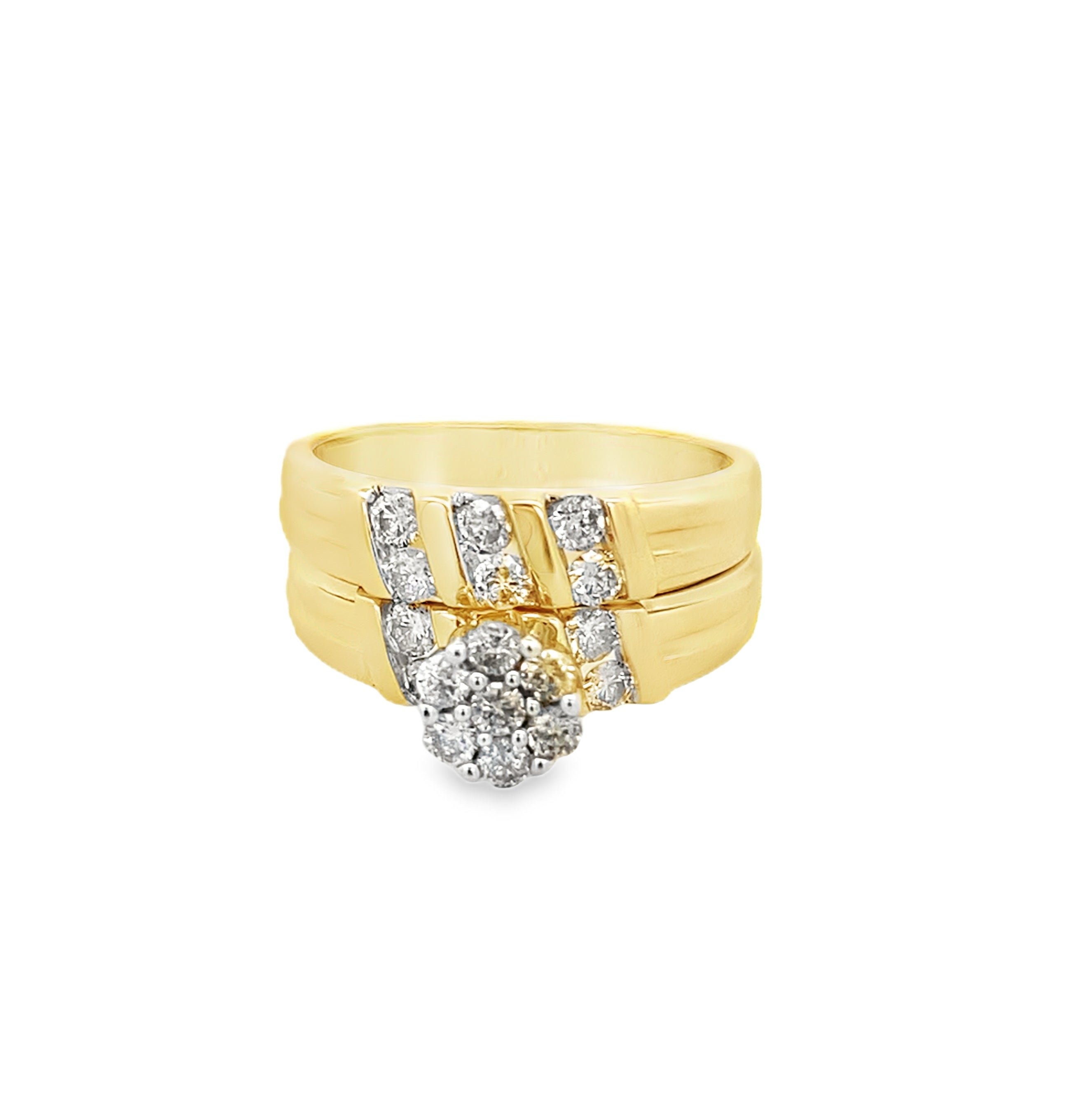 0.65Ctw 10K Yellow Gold Lds Diamond Wedding Set Size 7 3.0Dwt