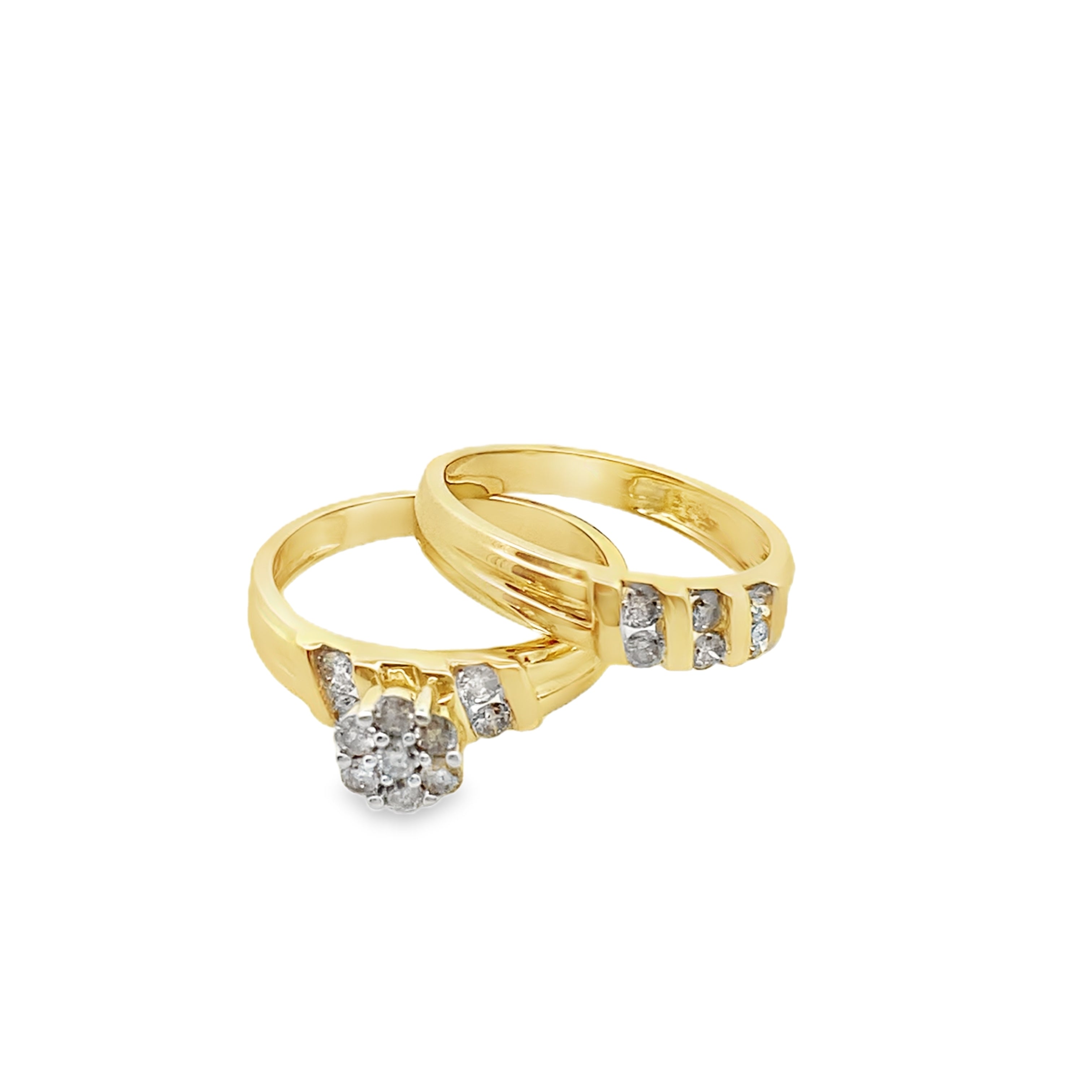 0.65Ctw 10K Yellow Gold Lds Diamond Wedding Set Size 7 3.0Dwt