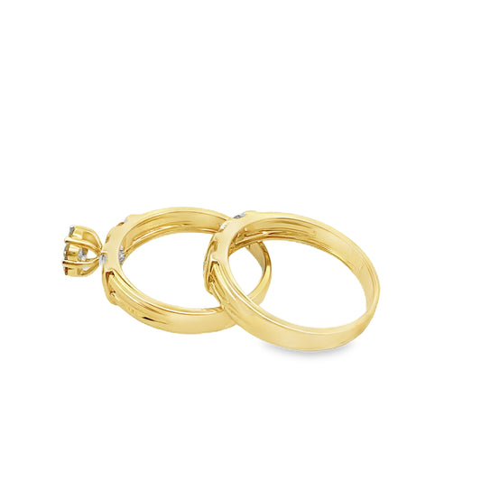 0.65Ctw 10K Yellow Gold Lds Diamond Wedding Set Size 7 3.0Dwt