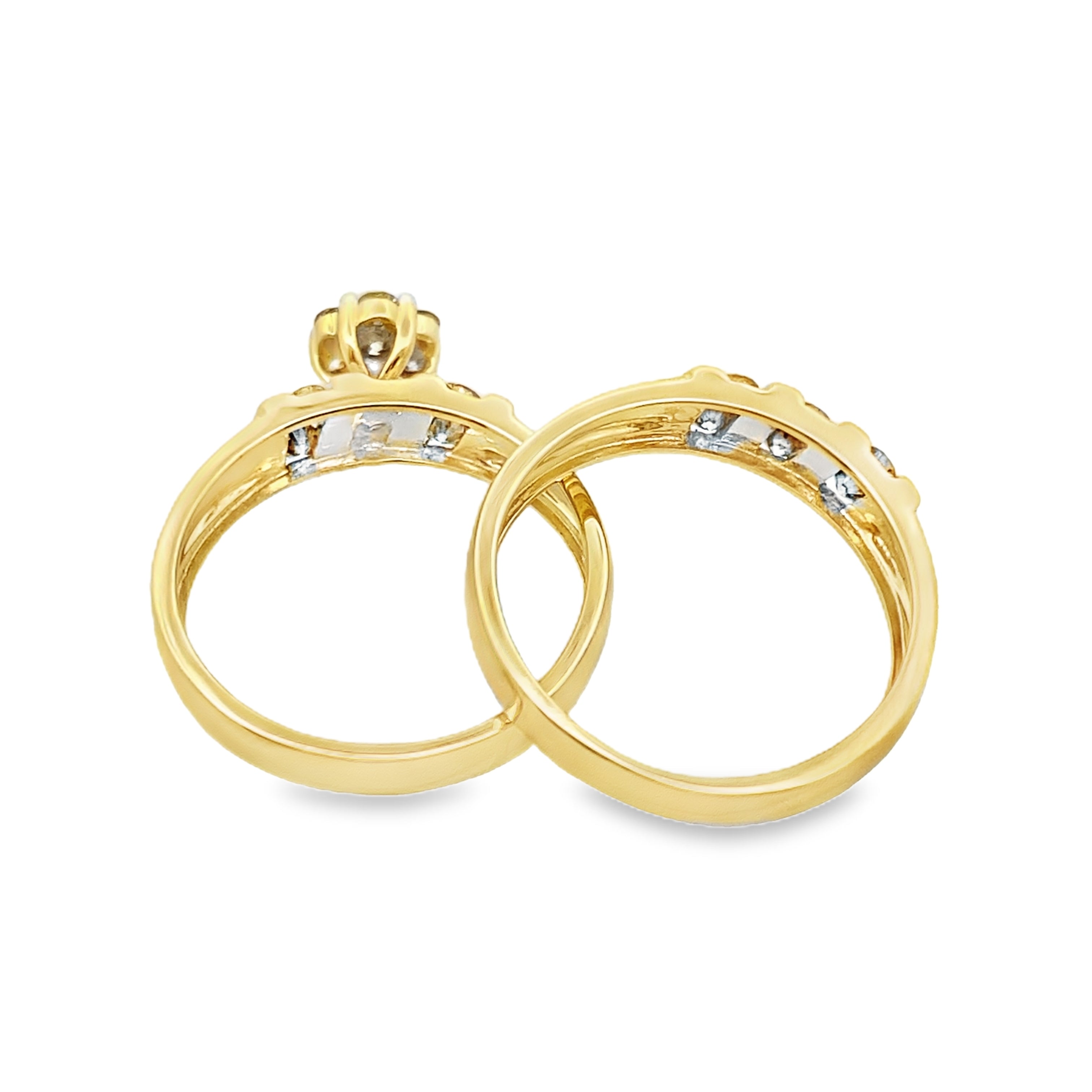 0.65Ctw 10K Yellow Gold Lds Diamond Wedding Set Size 7 3.0Dwt