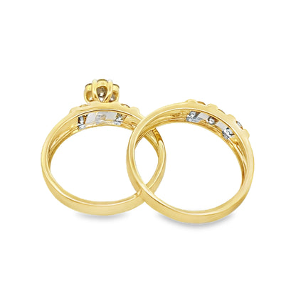 0.65Ctw 10K Yellow Gold Lds Diamond Wedding Set Size 7 3.0Dwt