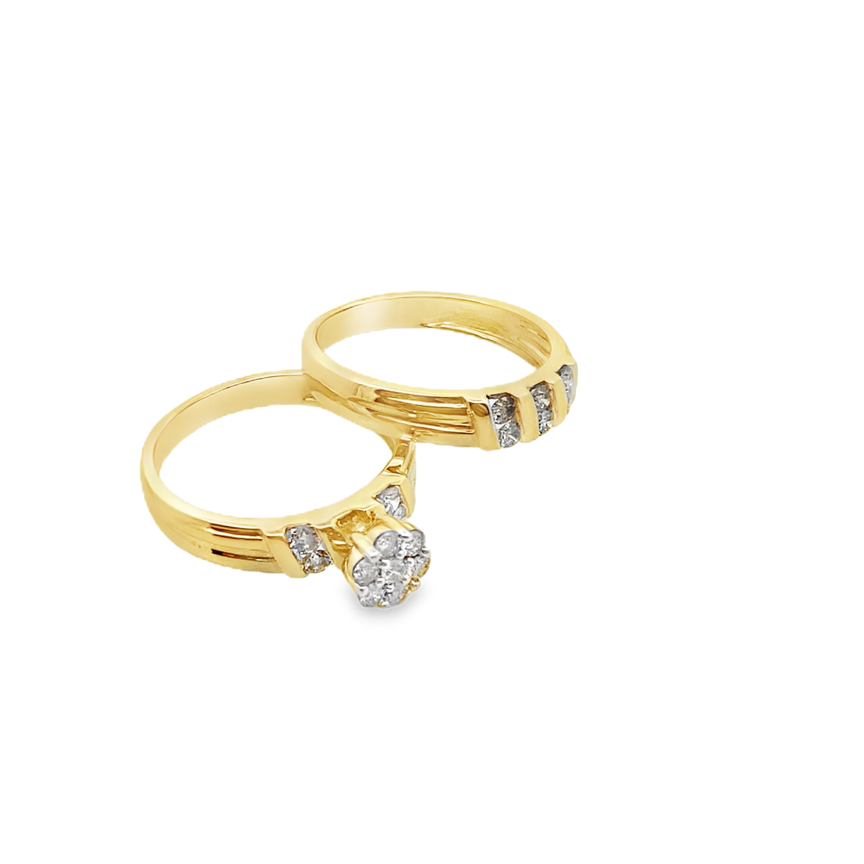 0.65Ctw 10K Yellow Gold Lds Diamond Wedding Set Size 7 3.0Dwt