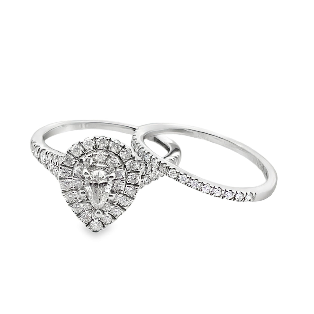 1.0Ct 14K White Gold Diamond Wedding Set Ring Size 7 2.6Dwt