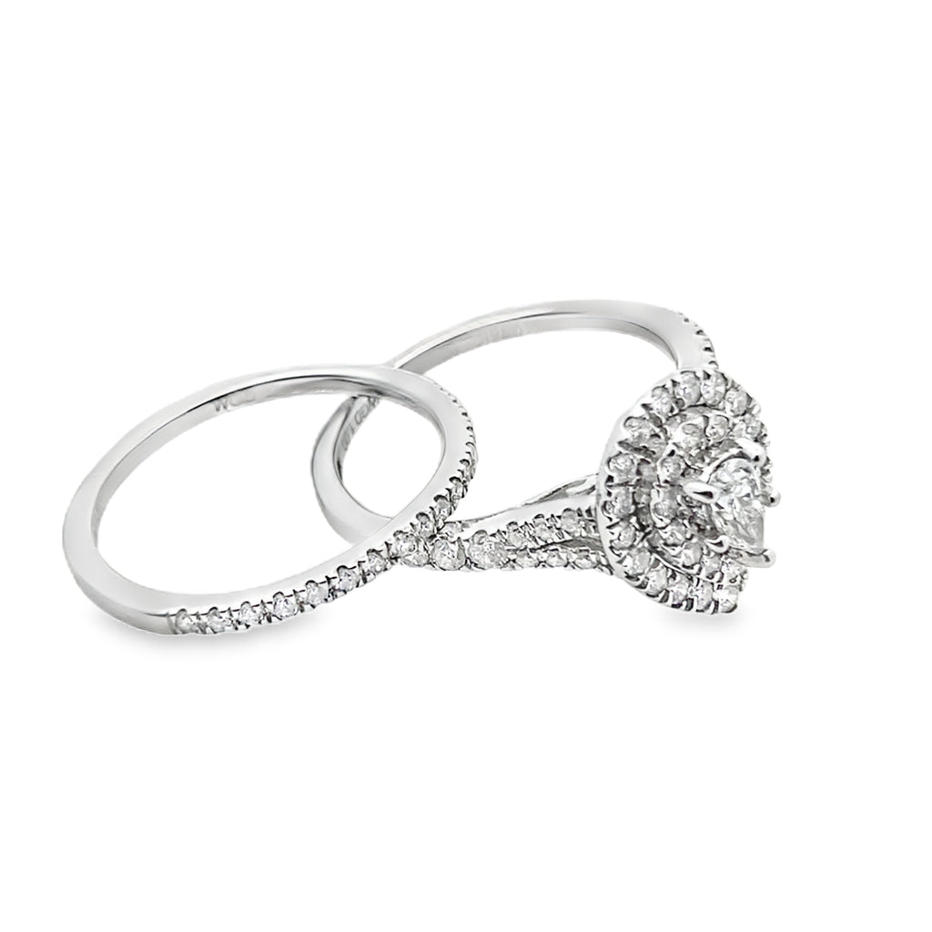 1.0Ct 14K White Gold Diamond Wedding Set Ring Size 7 2.6Dwt