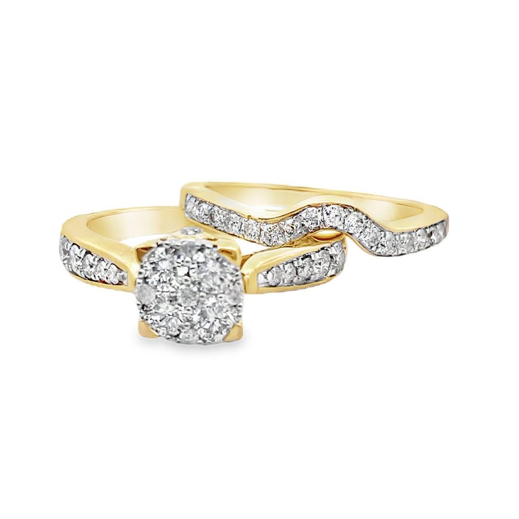 1.0Ctw 14K Yellow Gold Diamond Ladies Bridal Set Size 7  4.1Dwt