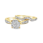 1.0Ctw 14K Yellow Gold Diamond Ladies Bridal Set Size 7  4.1Dwt