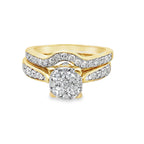 1.0Ctw 14K Yellow Gold Diamond Ladies Bridal Set Size 7  4.1Dwt