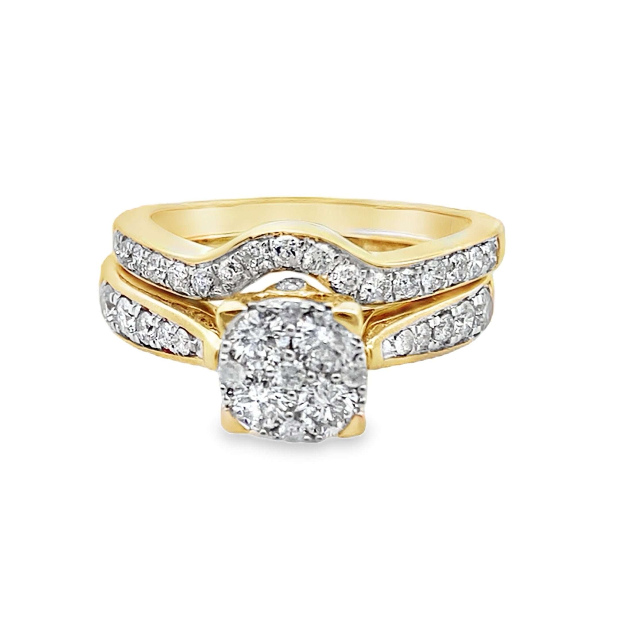 1.0Ctw 14K Yellow Gold Diamond Ladies Bridal Set Size 7  4.1Dwt