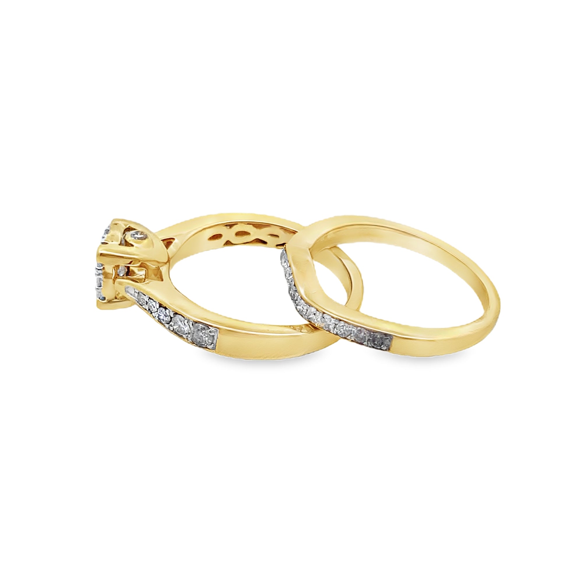 1.0Ctw 14K Yellow Gold Diamond Ladies Bridal Set Size 7  4.1Dwt