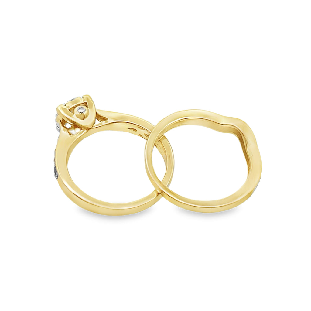 1.0Ctw 14K Yellow Gold Diamond Ladies Bridal Set Size 7  4.1Dwt