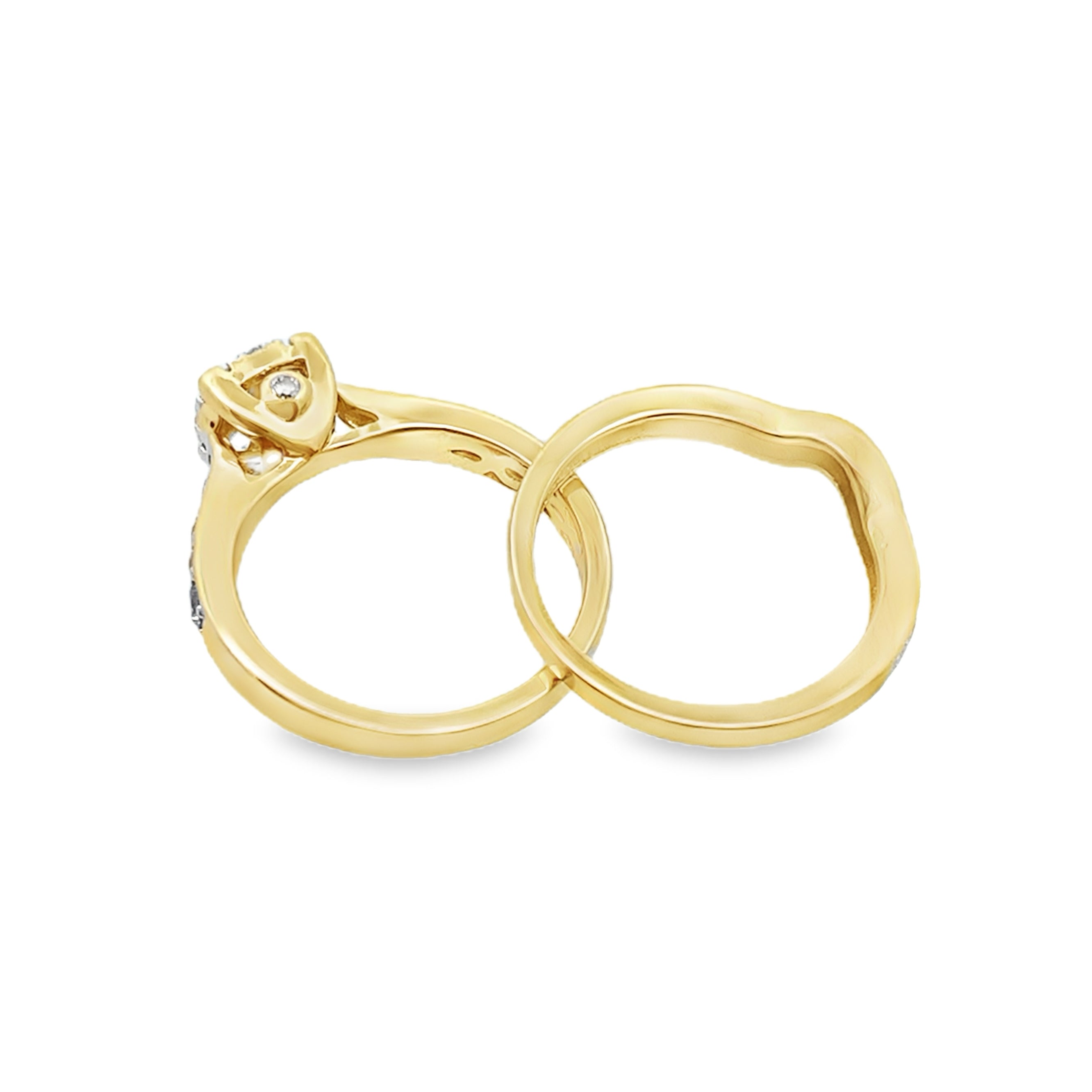 1.0Ctw 14K Yellow Gold Diamond Ladies Bridal Set Size 7  4.1Dwt